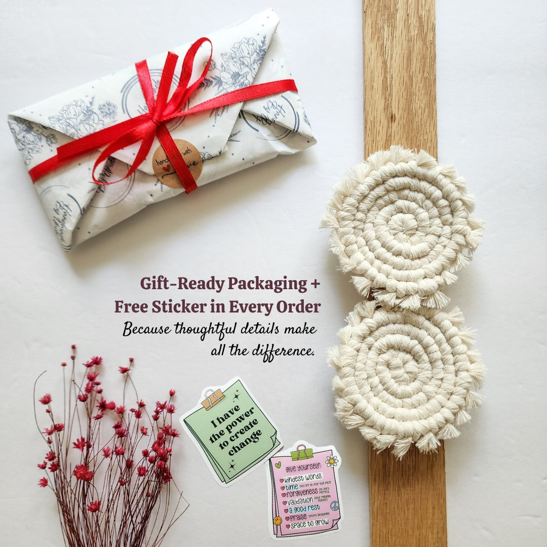 Mini Macrame Cotton Car Coasters- Set of 2