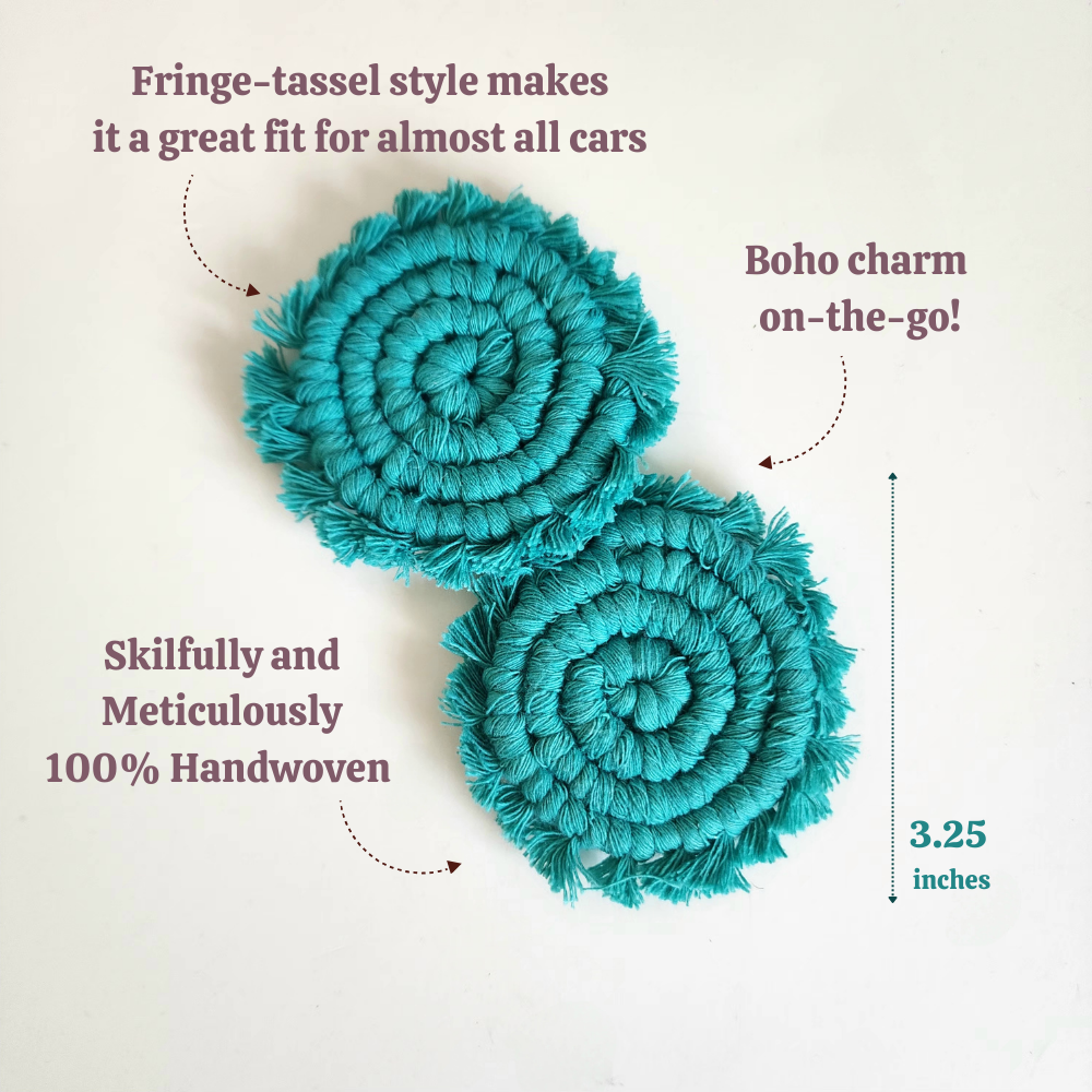 Mini Macrame Cotton Car Coasters- Set of 2