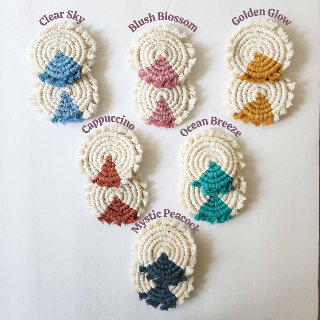 Cotton Car Coasters 2pc | Washable Handmade Macrame Car Accessories for Women