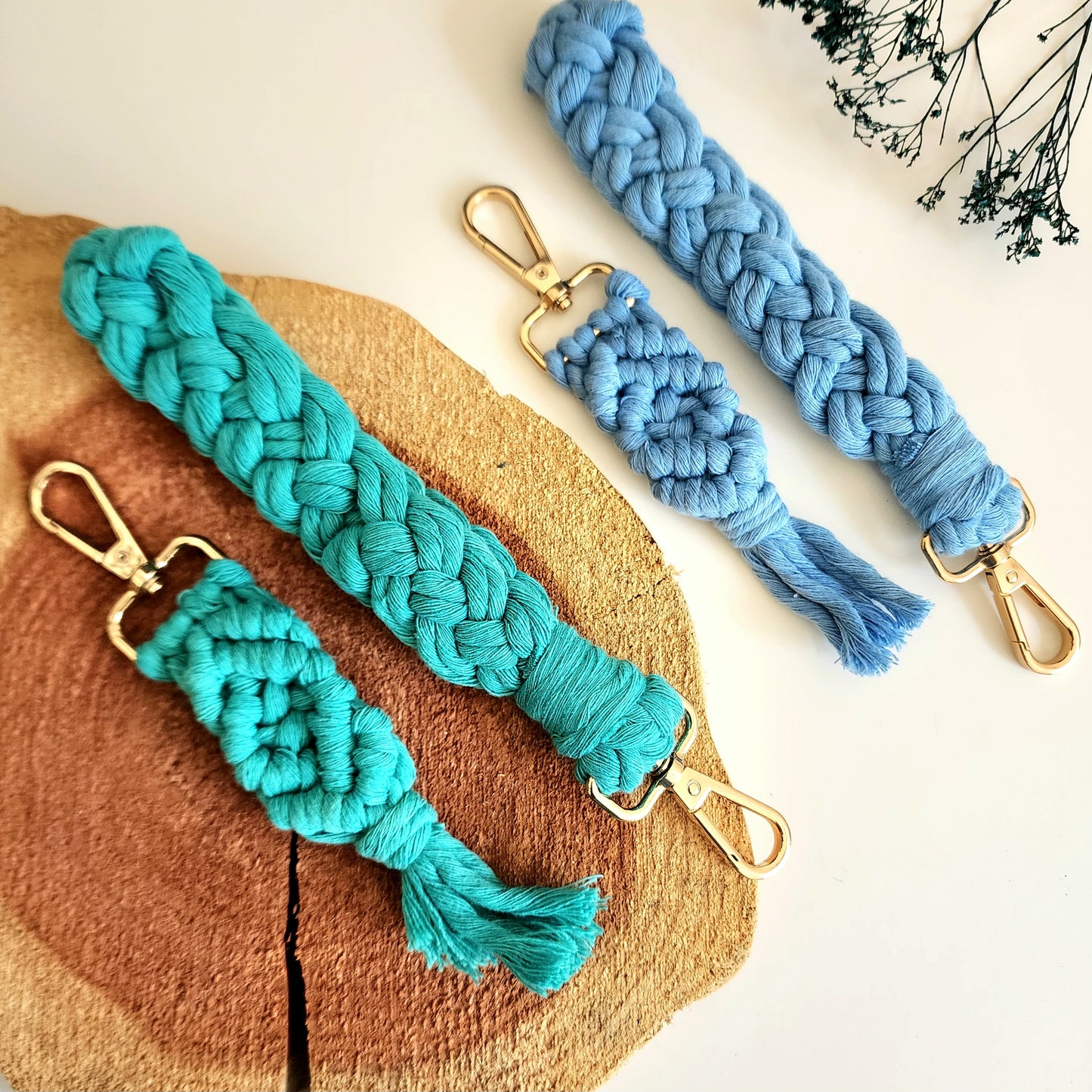 Handmade Macrame Cotton Keychain & Wristlet Set