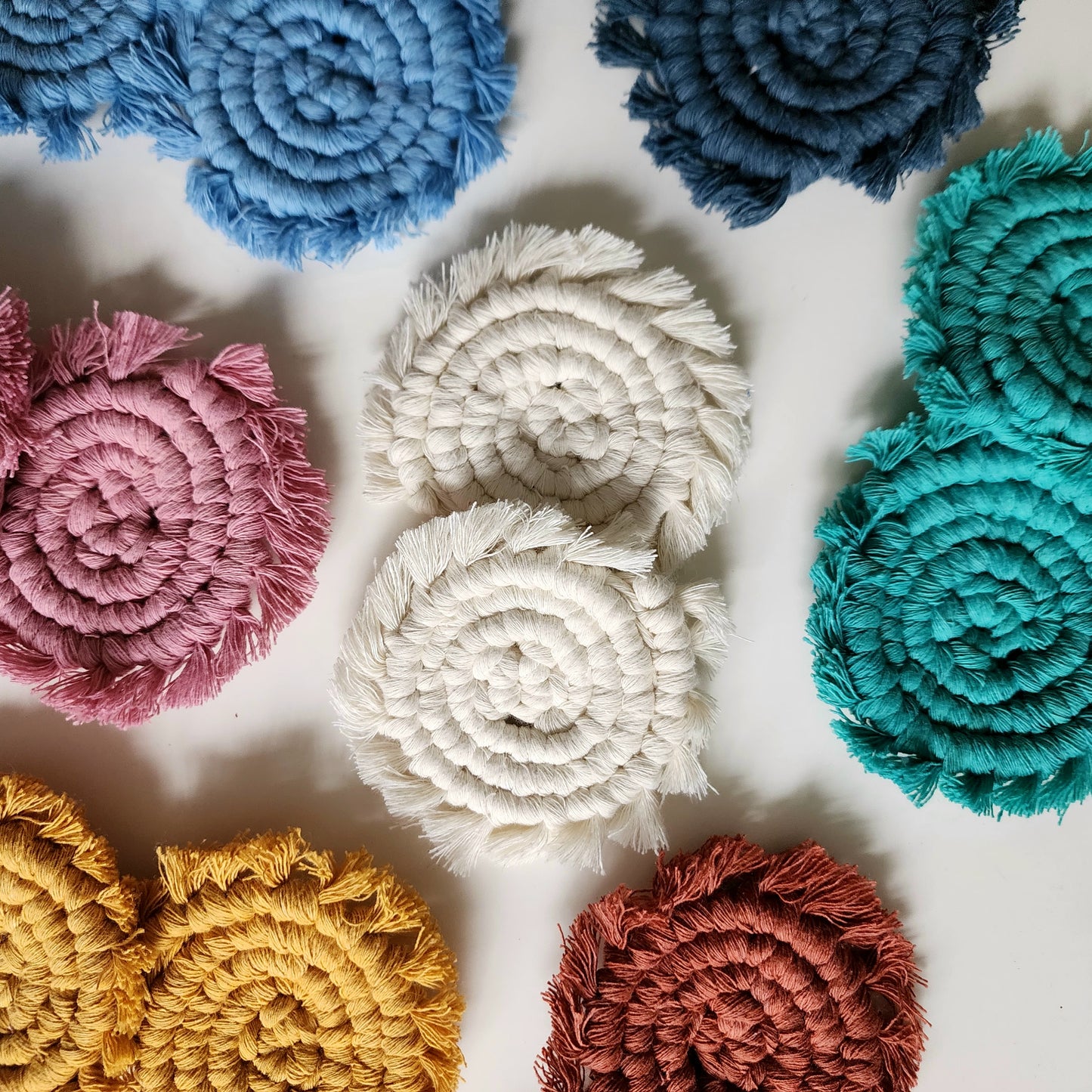 Mini Macrame Cotton Car Coasters- Set of 2
