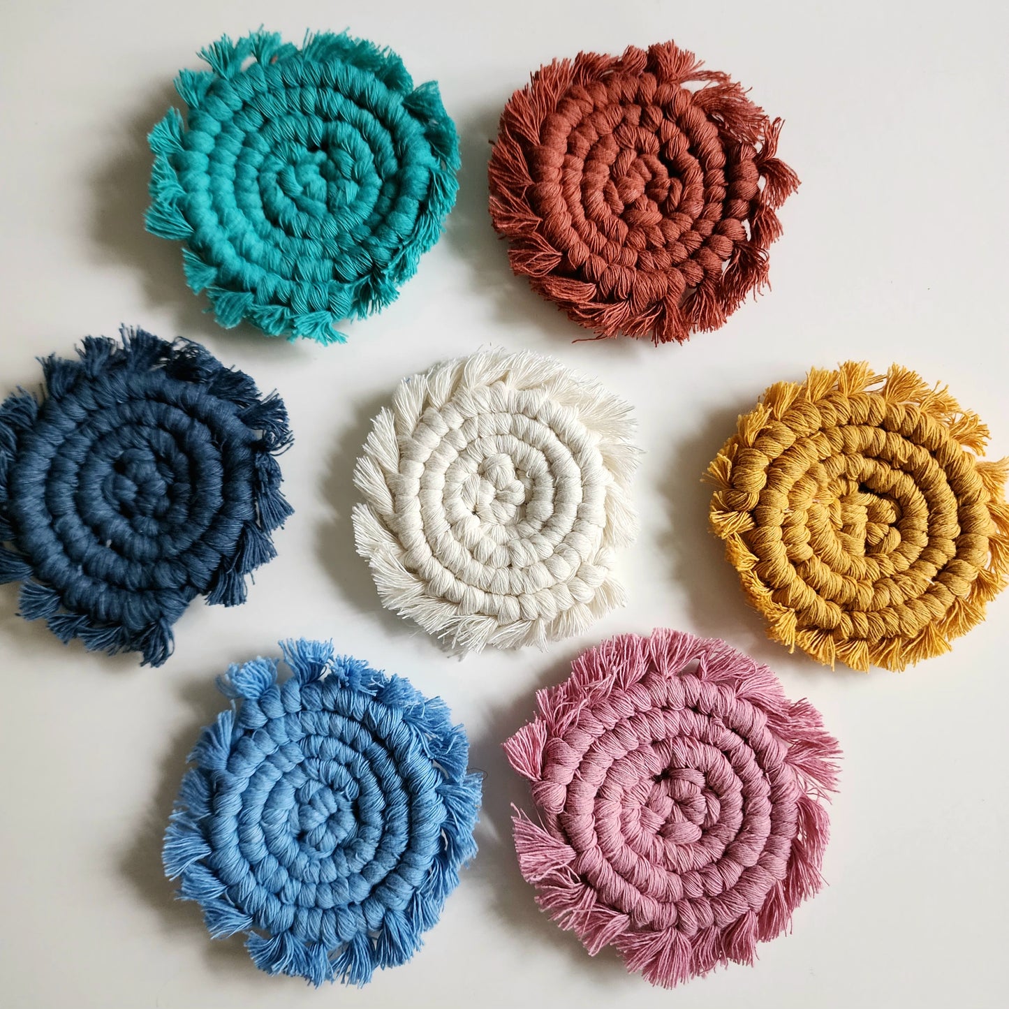 Mini Macrame Cotton Car Coasters- Set of 2