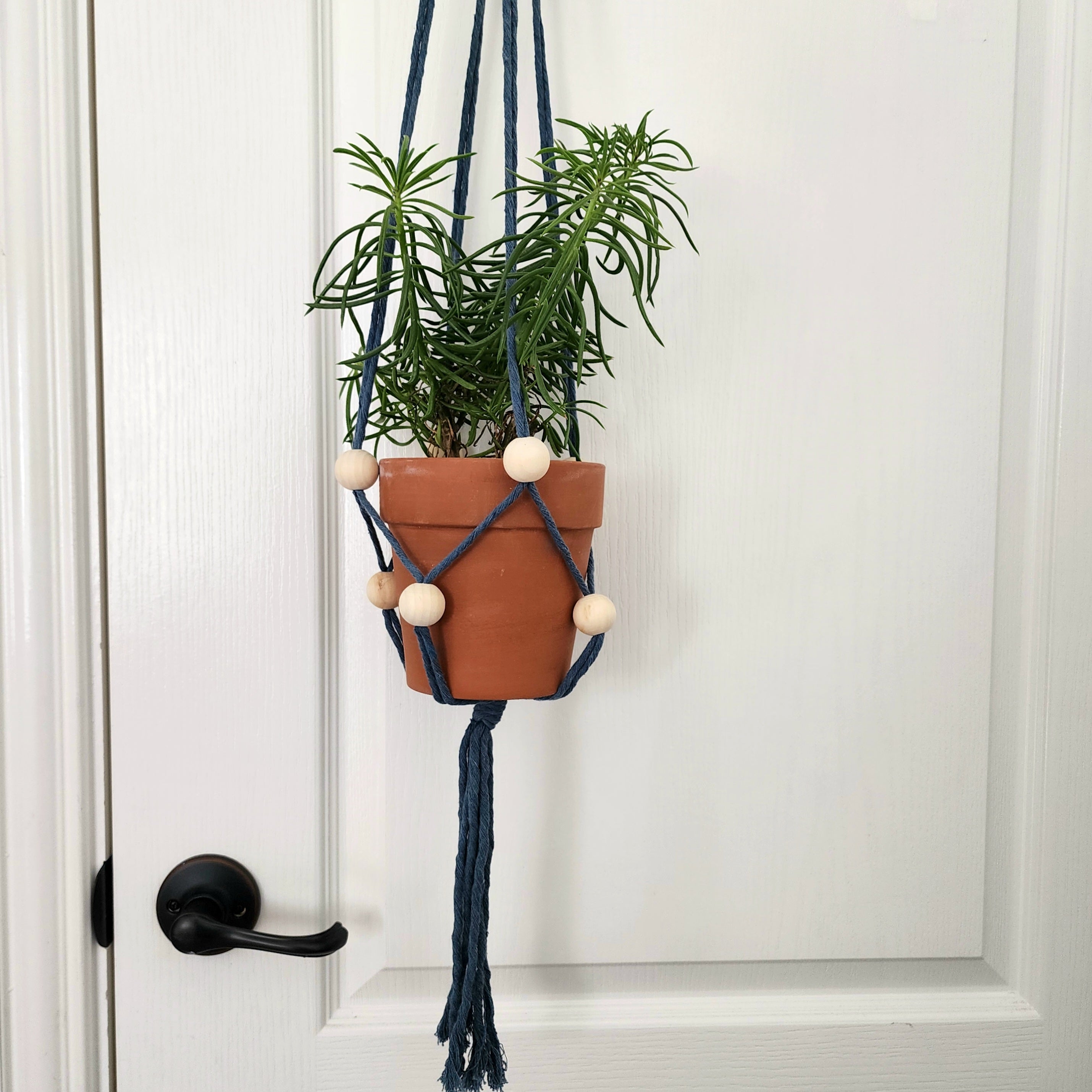 beaded macrame plant hanger Beaded Macrame Plant Hanger- adjustable for Any different planters Vanilla White