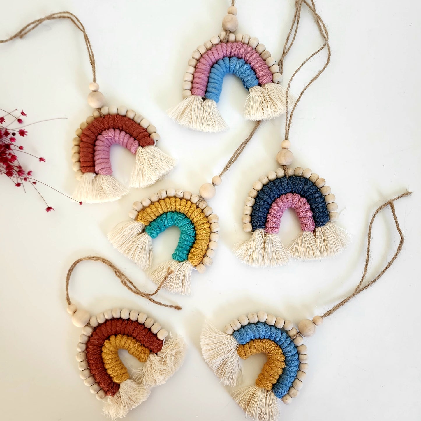 Macrame Rainbow Car Charm