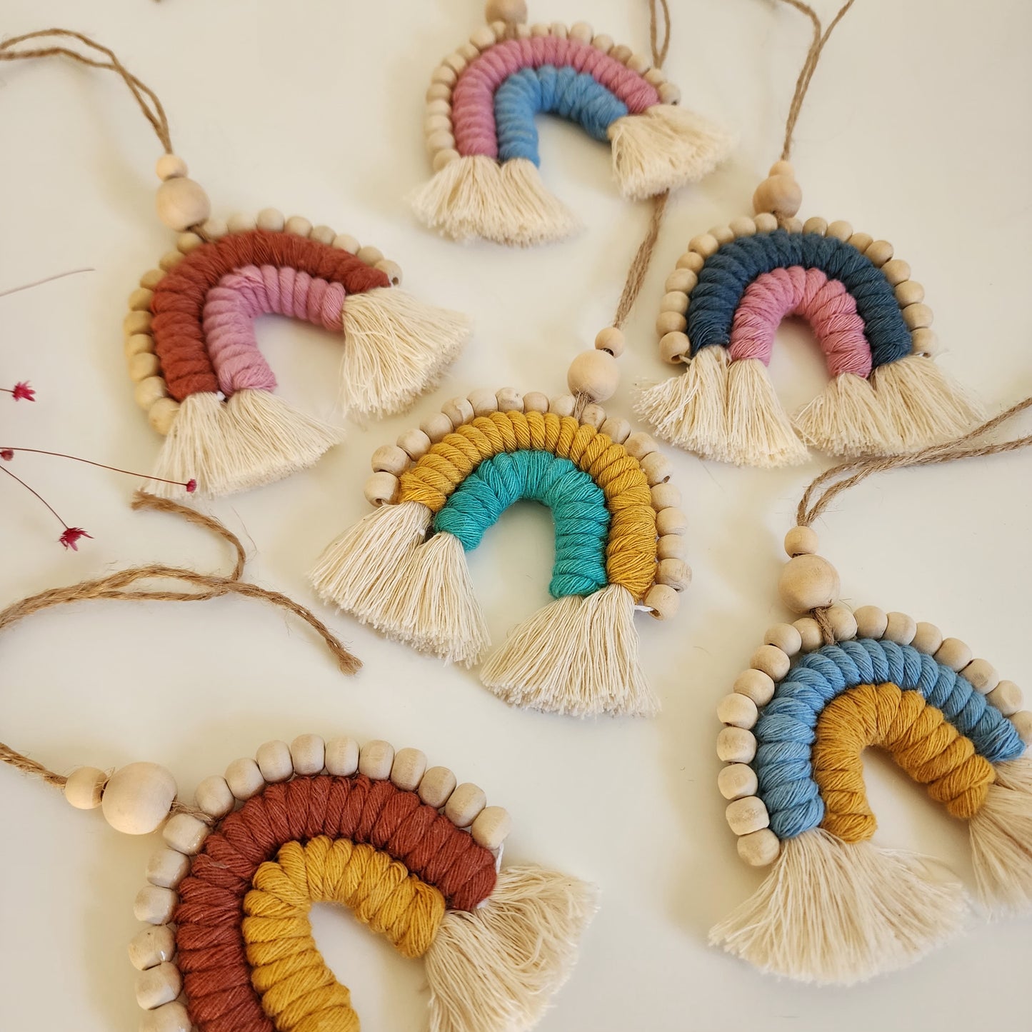 Macrame Rainbow Car Charm