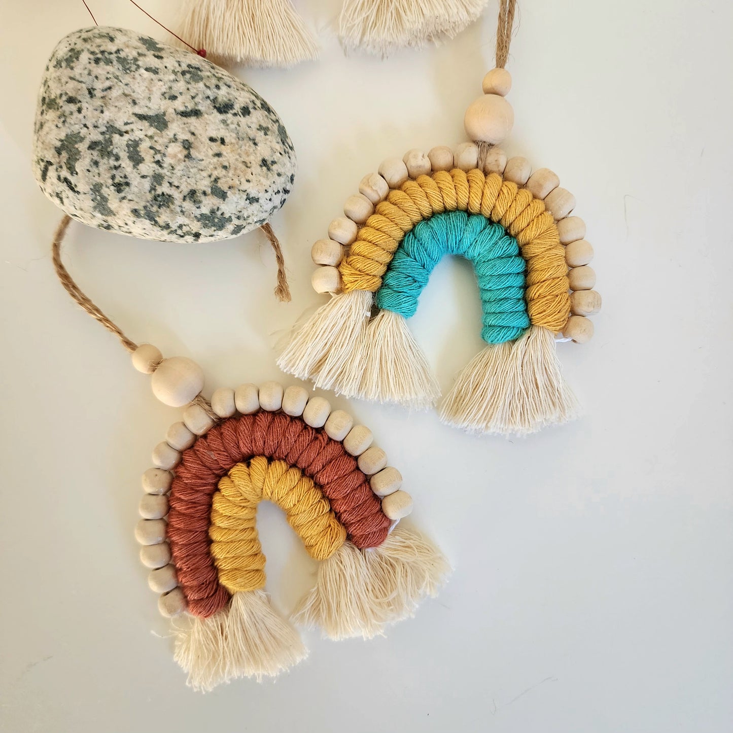 Macrame Rainbow Car Charm