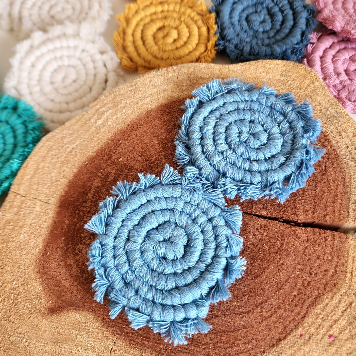 Mini Macrame Cotton Car Coasters- Set of 2