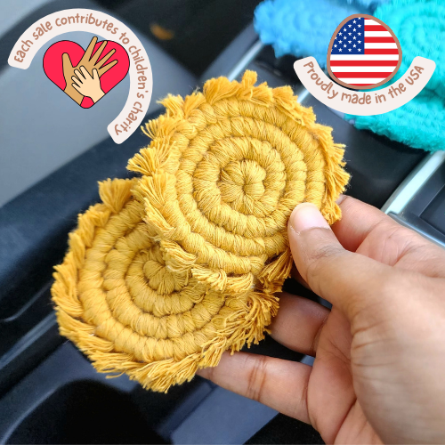 Mini Macrame Cotton Car Coasters- Set of 2