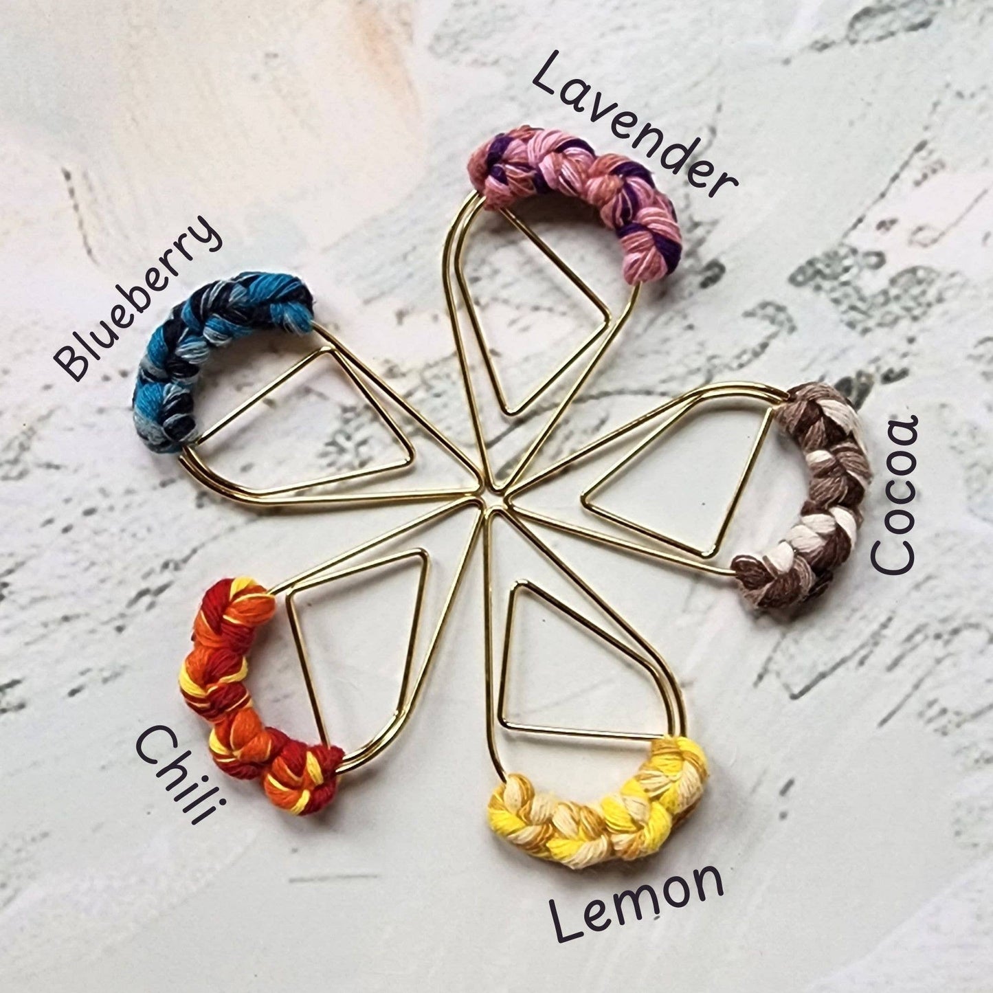 Handmade Braided Yarn Bookmark | Colorful Geometric Metal