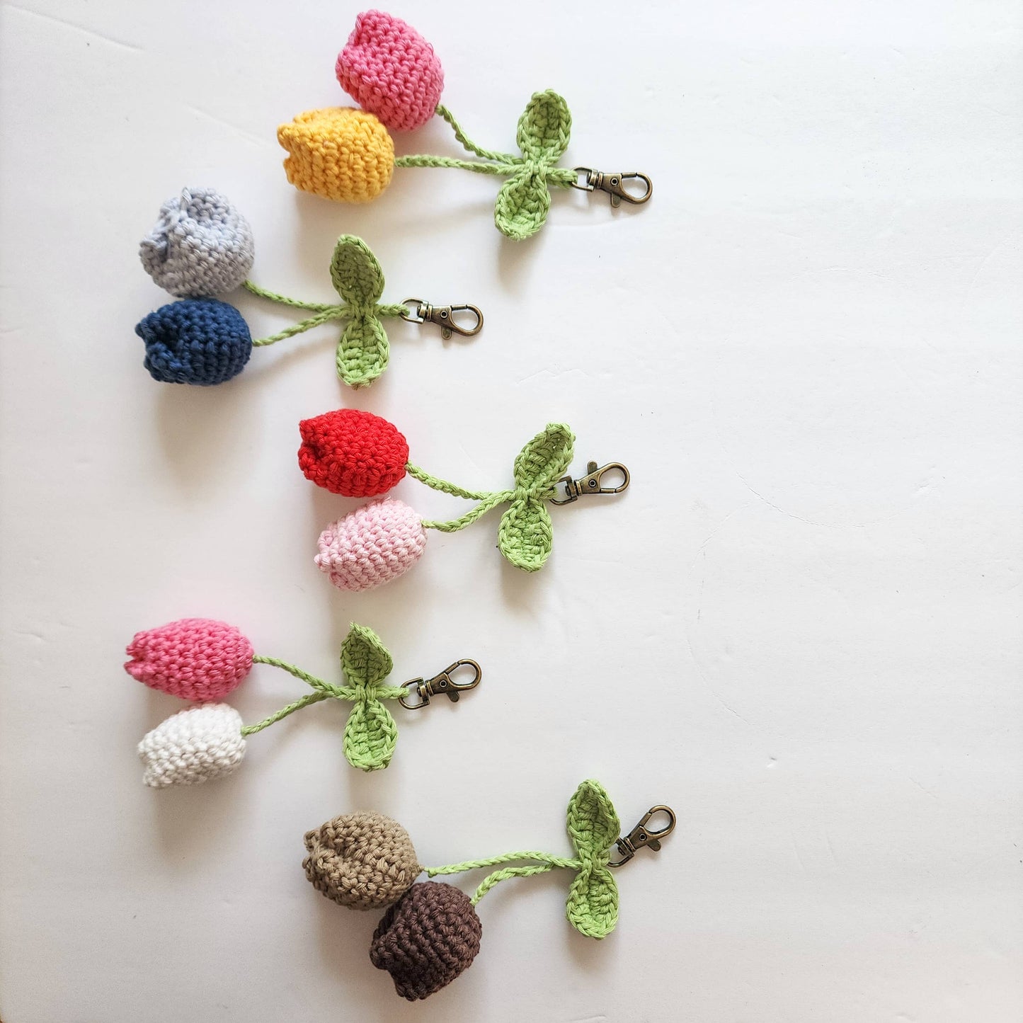 Handmade Tulip Keychain | Crocheted Purse & Bag Charm