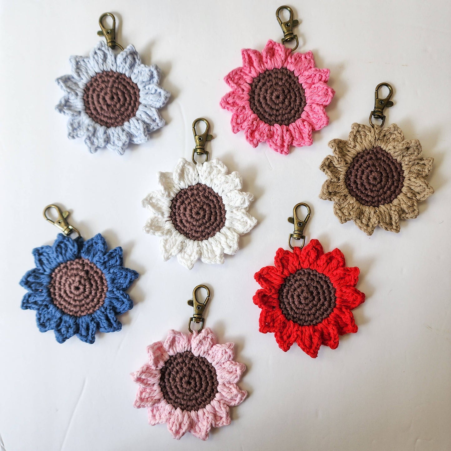 Handwoven Crocheted Sunflower Keychain Vibrant Floral Purse WHOLESALE