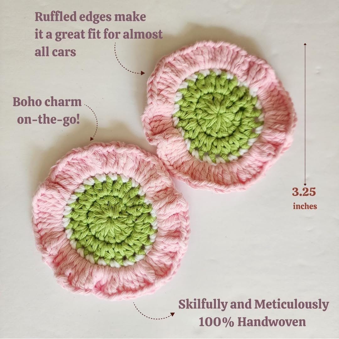 Cotton Crotchet Ruffled Flower Coaster Set (Blush Garden)