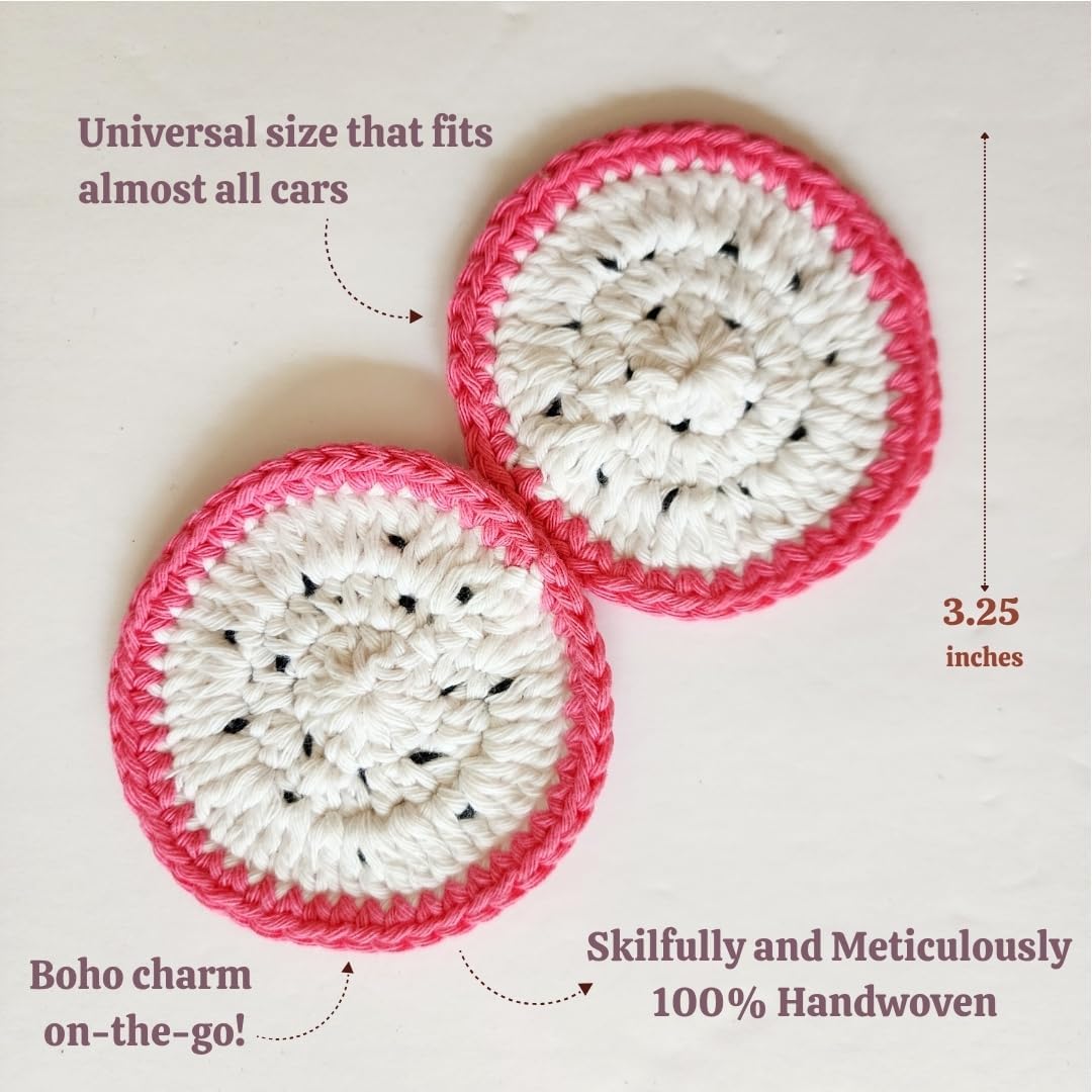 Cotton Crotchet Fruit Car Coaster Set (Dragon Bloom)