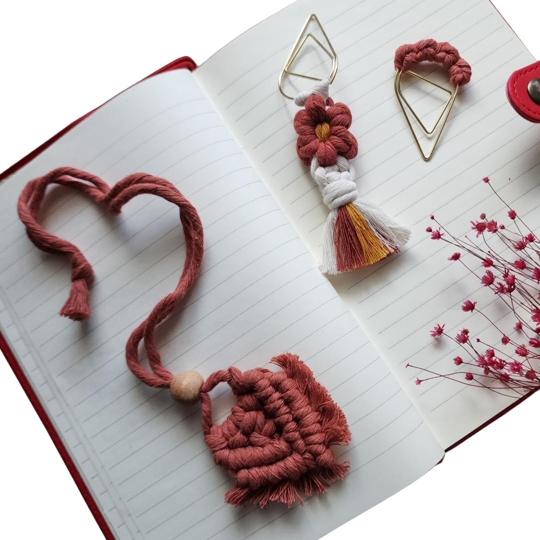 Set of 3 Whimsical Bookmark | Book tabs Classroom Must Haves Crochet Flower Bookmark Paper Clips Bullet Journal Tassels for Bookmarks Cute Things Teacher Must Haves