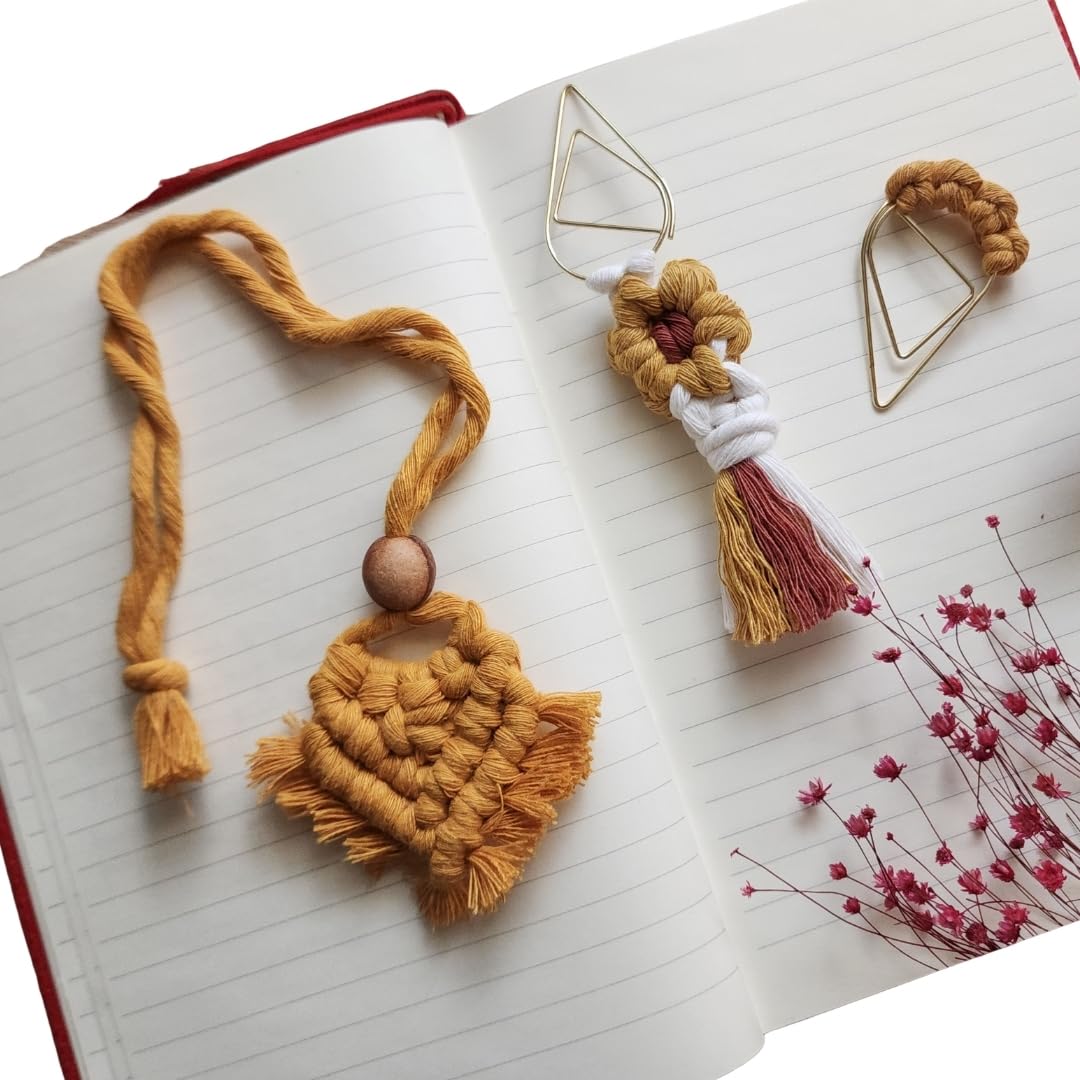 Set of 3 Whimsical Bookmark | Book tabs Classroom Must Haves Crochet Flower Bookmark Paper Clips Bullet Journal Tassels for Bookmarks Cute Things Teacher Must Haves