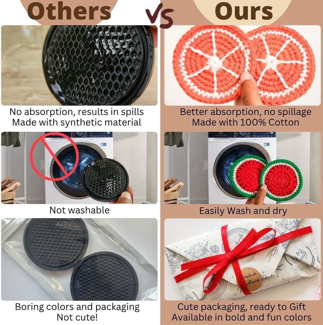 Cotton Crotchet Fruit Car Coaster Set (Dragon Bloom)
