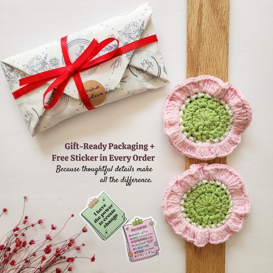 Cotton Crotchet Ruffled Flower Coaster Set (Blush Garden)