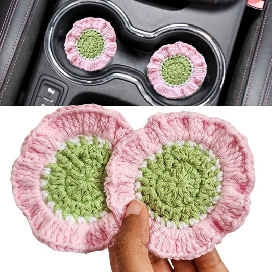 Cotton Crotchet Ruffled Flower Coaster Set (Blush Garden)