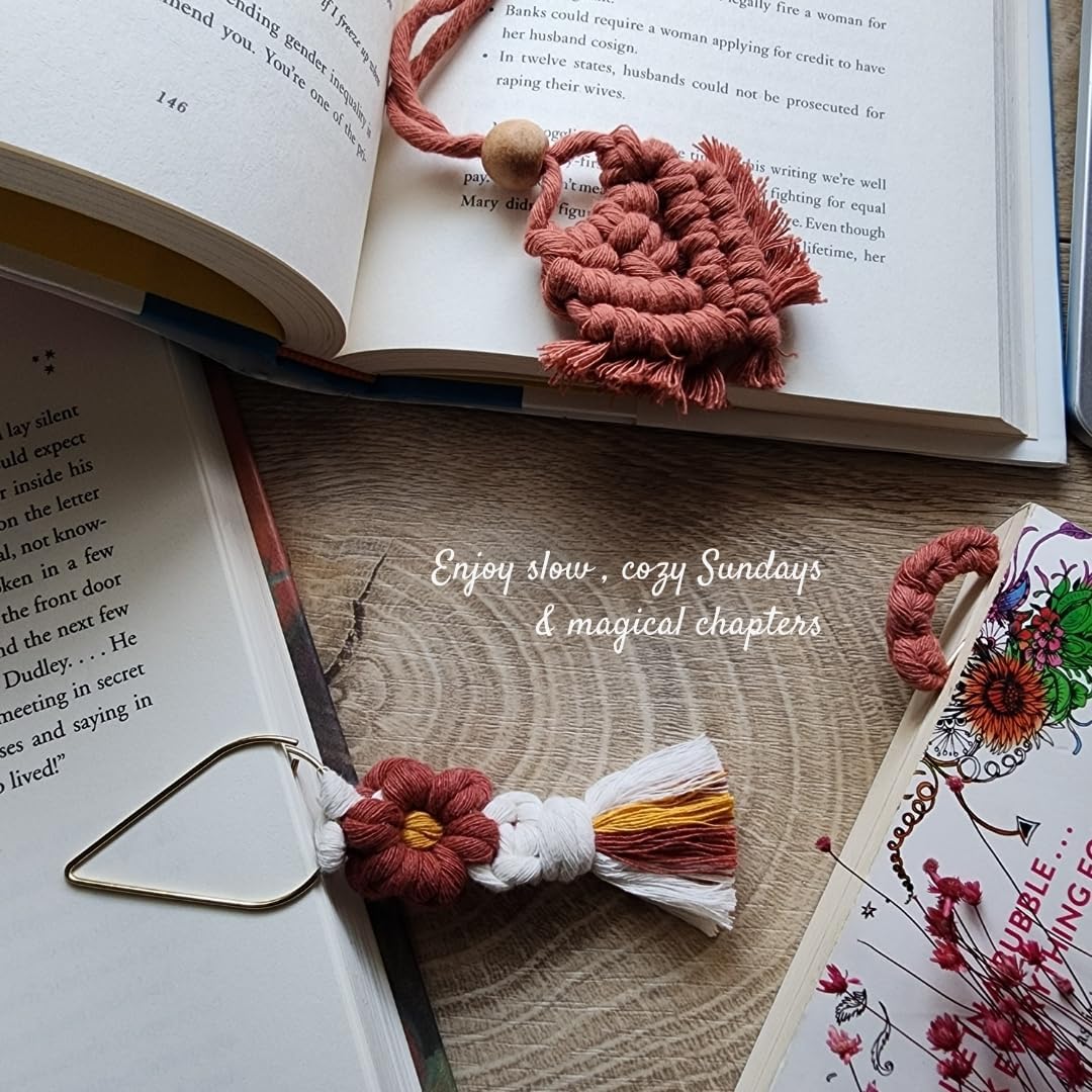 Set of 3 Whimsical Bookmark | Book tabs Classroom Must Haves Crochet Flower Bookmark Paper Clips Bullet Journal Tassels for Bookmarks Cute Things Teacher Must Haves