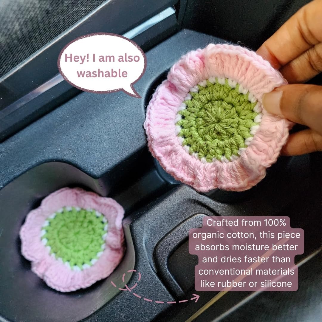 Cotton Crotchet Ruffled Flower Coaster Set (Blush Garden)