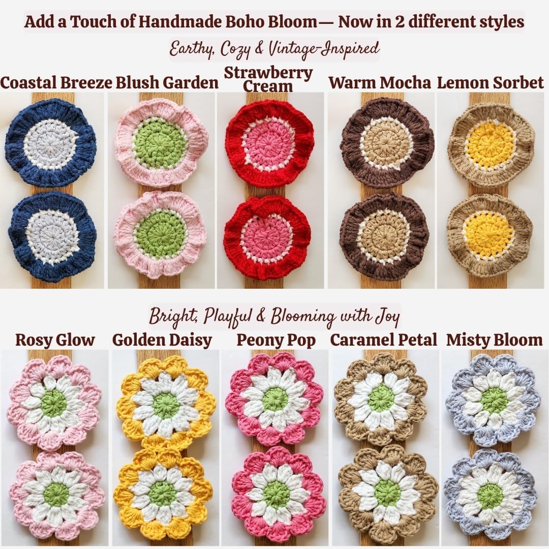 Cotton Crotchet Ruffled Flower Coaster Set (Blush Garden)