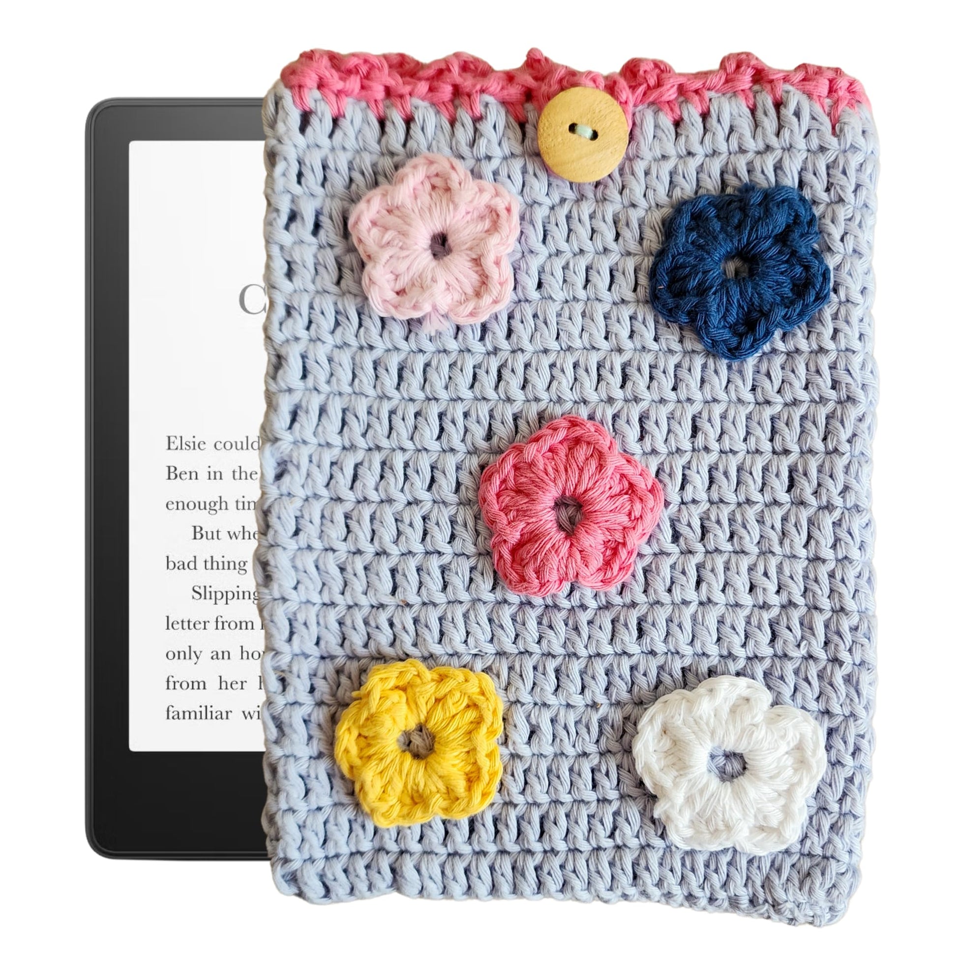 Handwoven Kindle Pouch, Compatible with All Models 5.5”- 7” (Except Scribe), Handmade Kindle Accessories for Women, Protective Sleeve Cover Pouch Bag, Crotcheted eBook Reader Sleeves