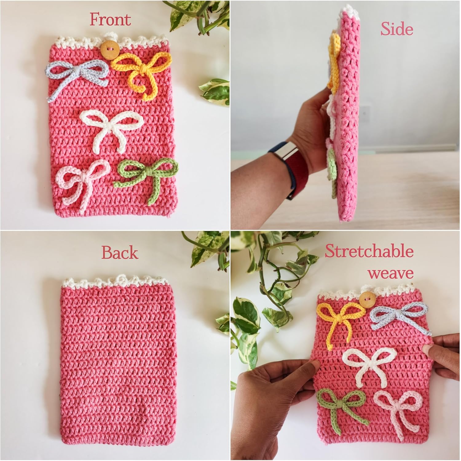 Handwoven Kindle Pouch, Compatible with All Models 5.5”- 7” (Except Scribe), Handmade Kindle Accessories for Women, Protective Sleeve Cover Pouch Bag, Crotcheted eBook Reader Sleeves