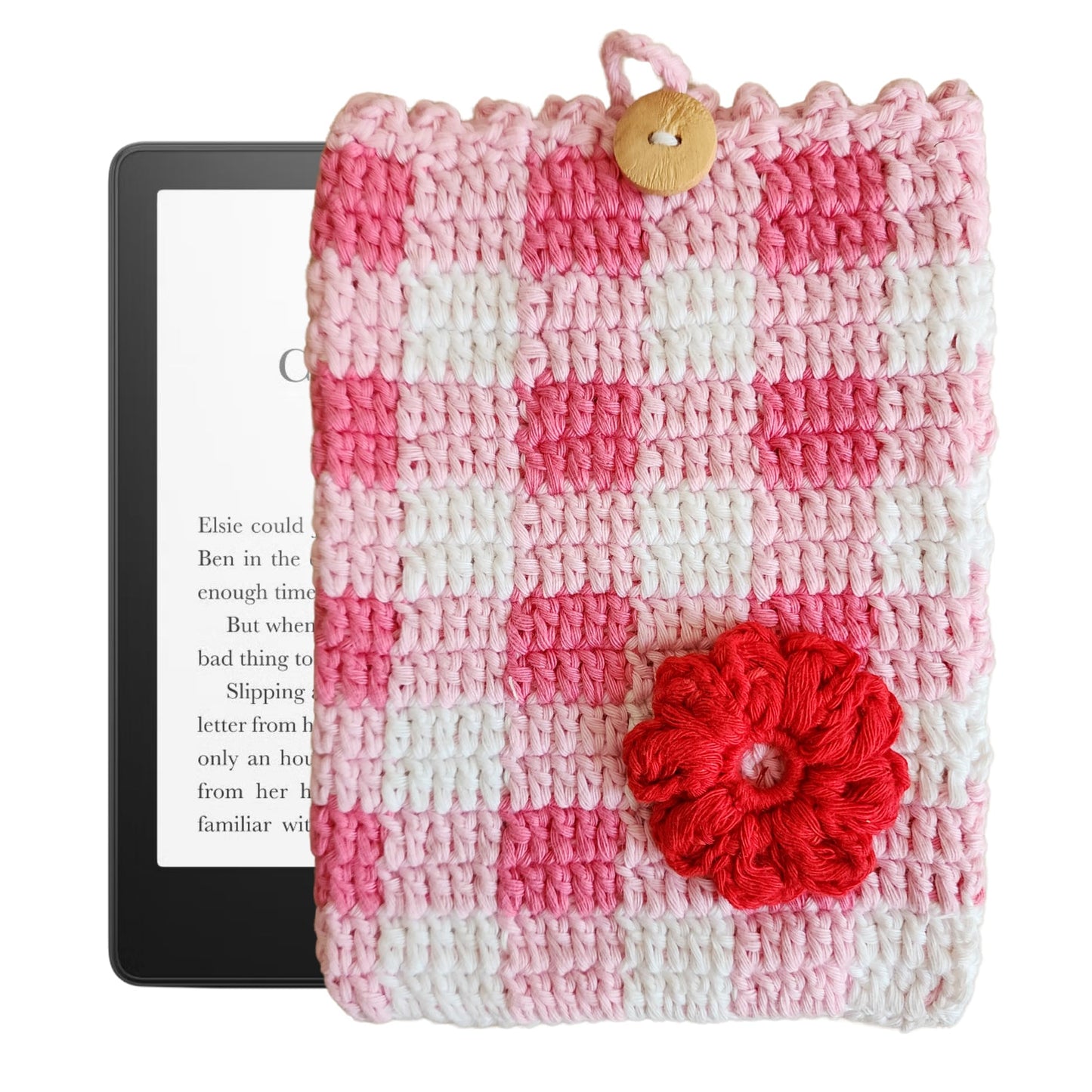 Handwoven Kindle Pouch, Compatible with All Models 5.5”- 7” (Except Scribe), Handmade Kindle Accessories for Women, Protective Sleeve Cover Pouch Bag, Crotcheted eBook Reader Sleeves