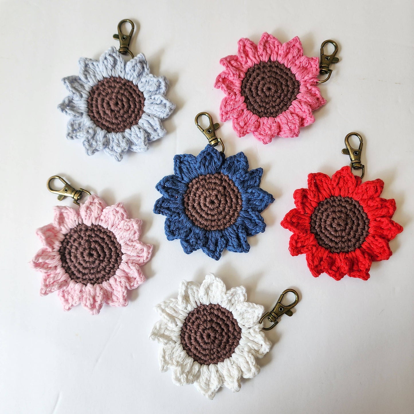 Handwoven Crocheted Sunflower Keychain Vibrant Floral Purse