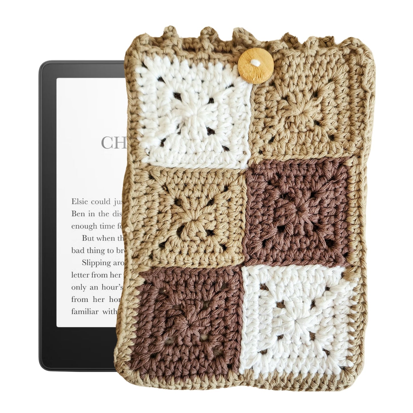 Handwoven Kindle Pouch, Compatible with All Models 5.5”- 7” (Except Scribe), Handmade Kindle Accessories for Women, Protective Sleeve Cover Pouch Bag, Crotcheted eBook Reader Sleeves