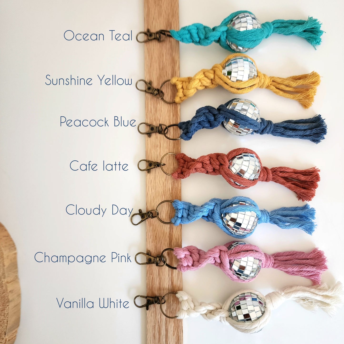 Macrame Disco Ball Keychain Charm