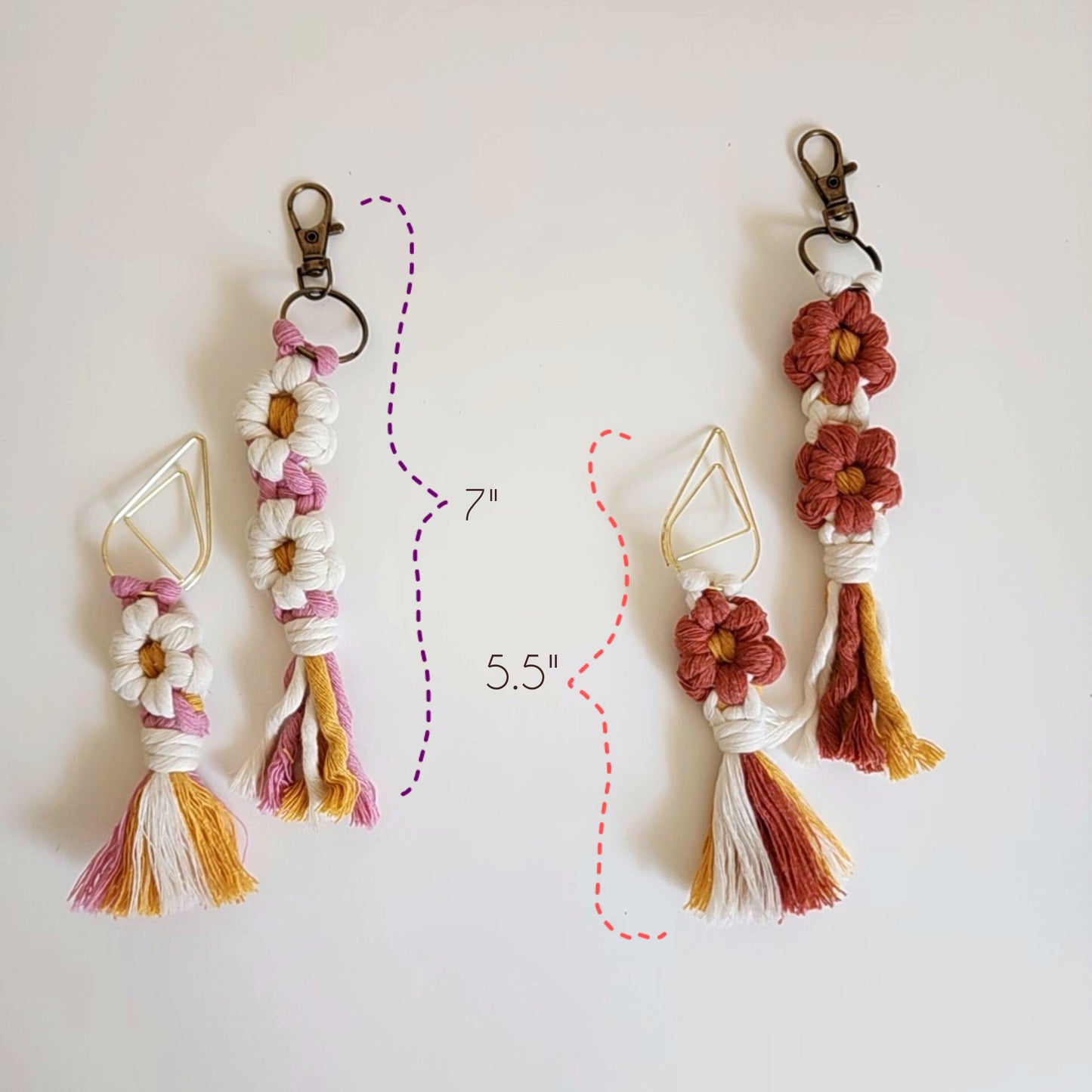Macrame Daisy Flowers Bookmark and Keychain Set