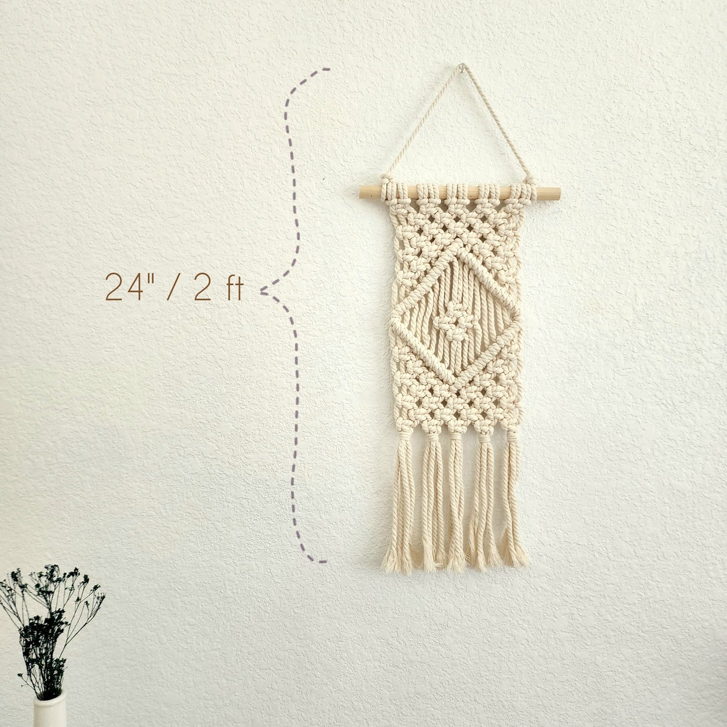 Macrame Wall Hanging with Diamond Pattern