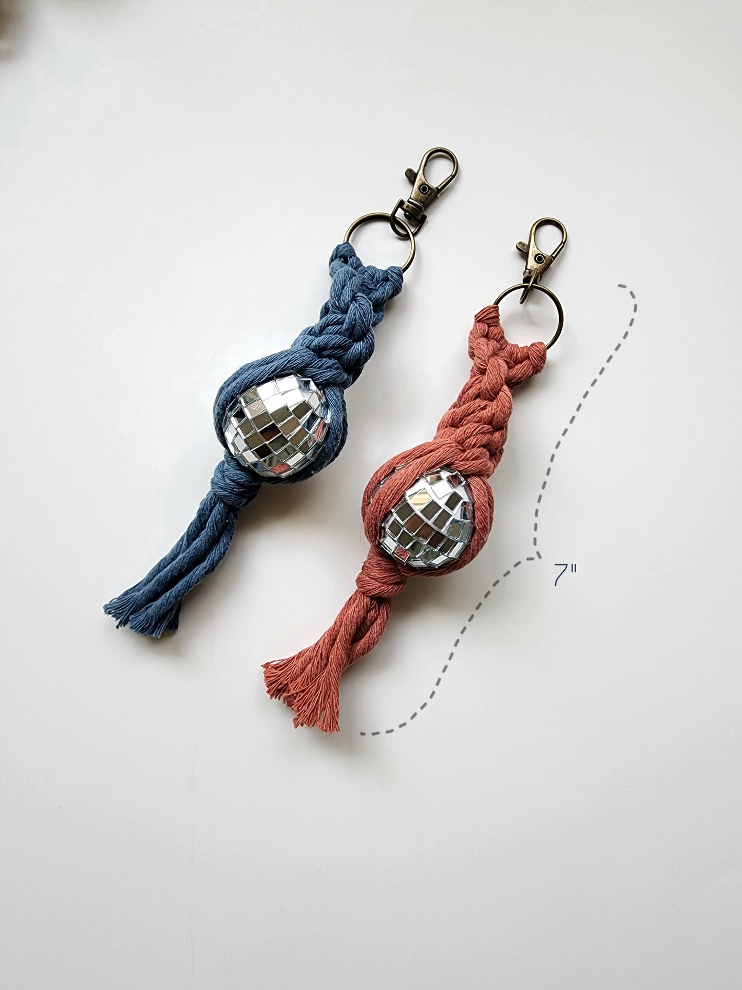 Macrame Disco Ball Keychain Charm