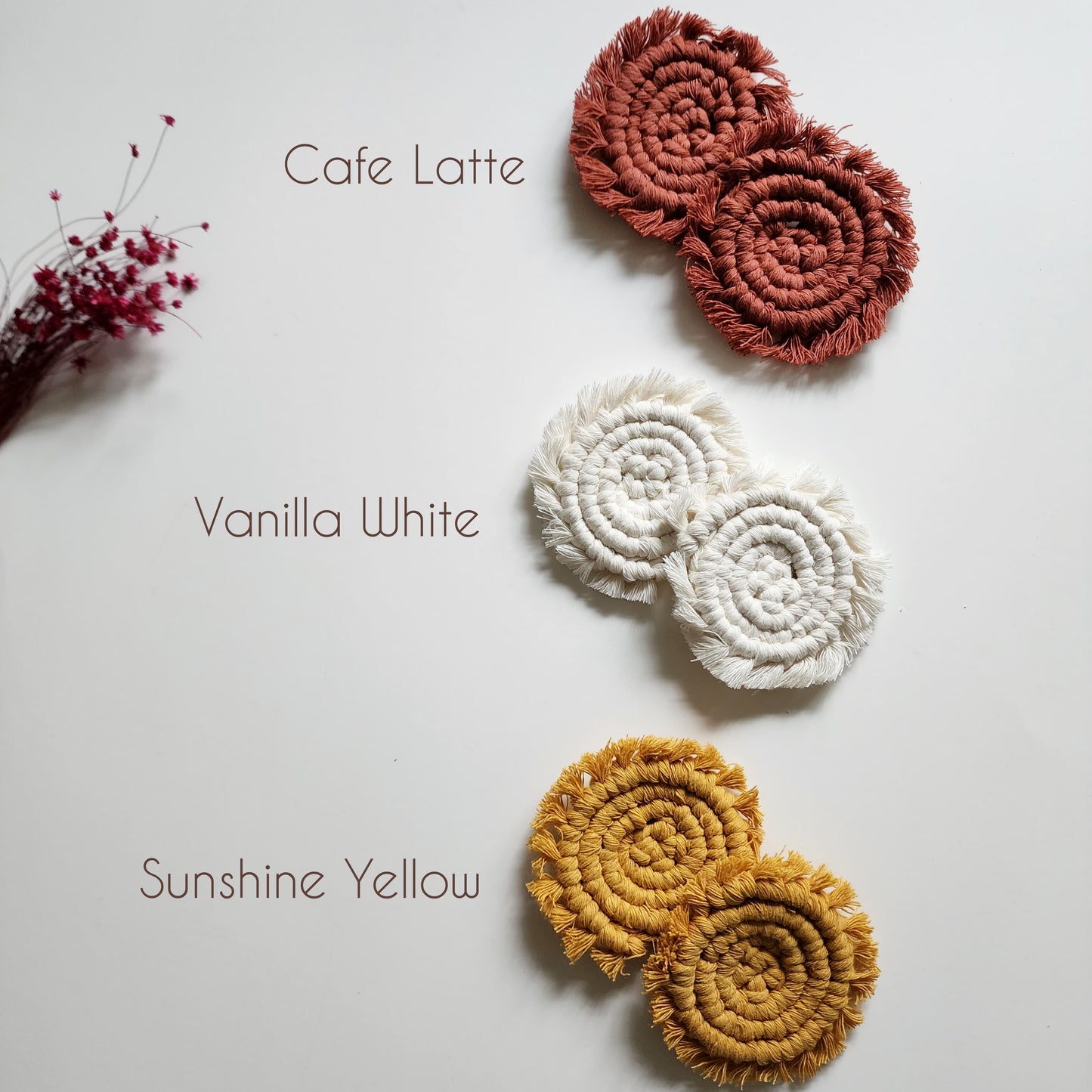 Mini Macrame Cotton Car Coasters- Set of 2