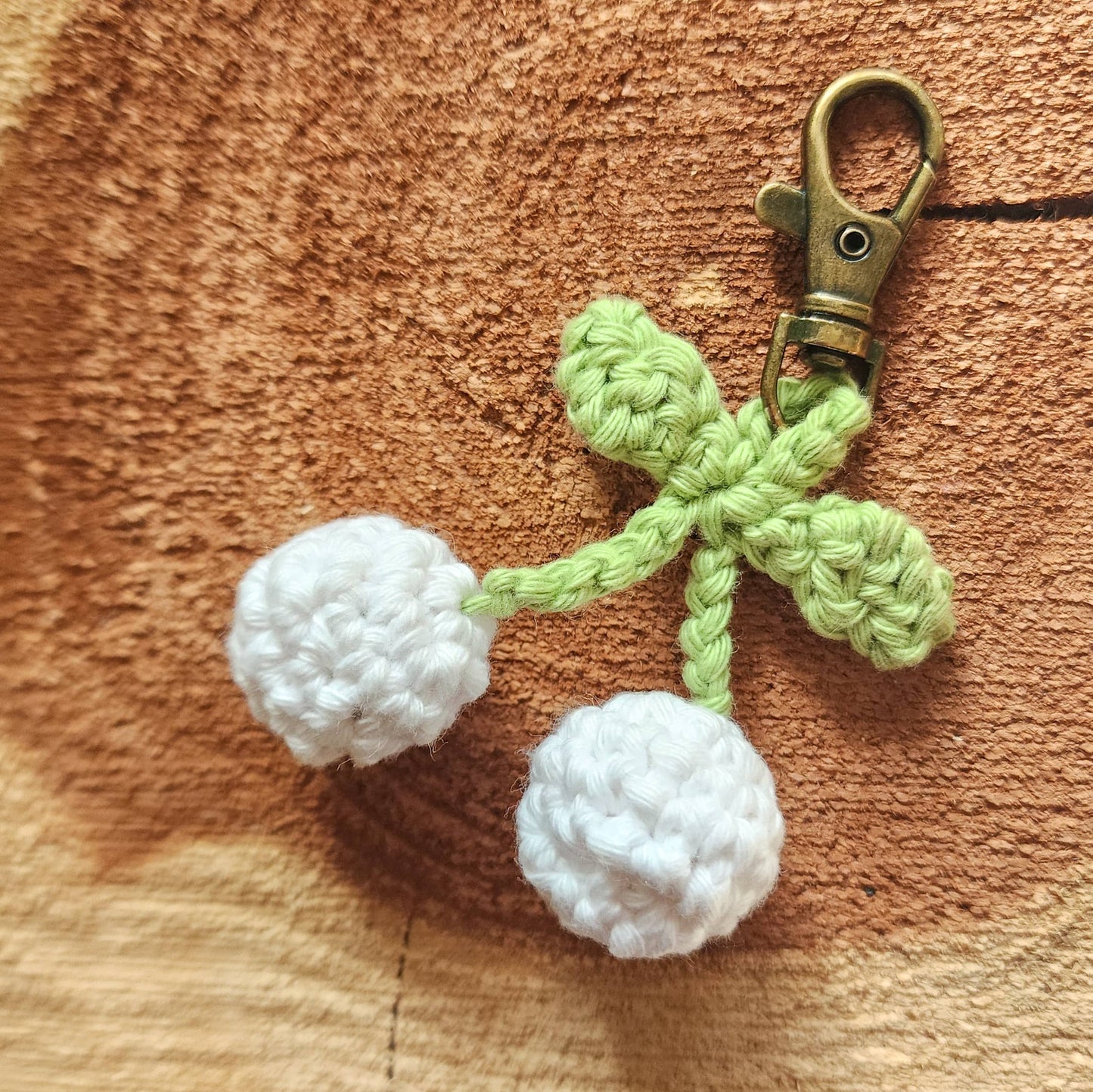 Handmade Cherry Keychain | Handwoven Crocheted Keyring WHOLESALE