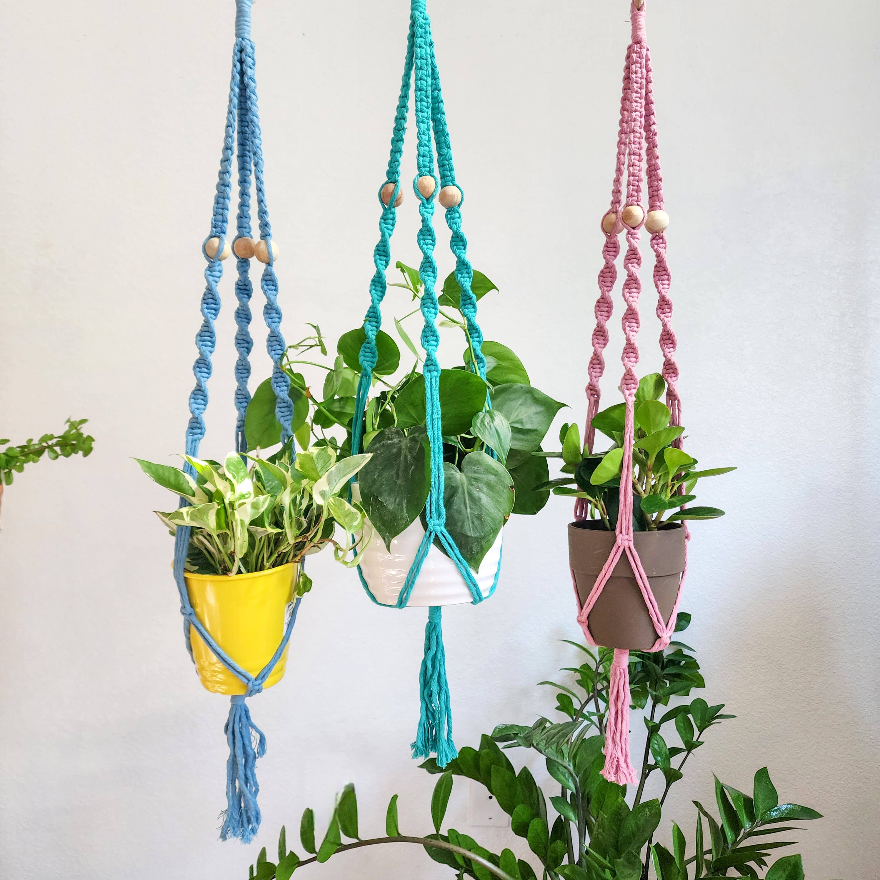 boho hanging plant Boho Macrame Beaded Plant Hanger for Indoor & Outdoor Use – handmadebyuruba
