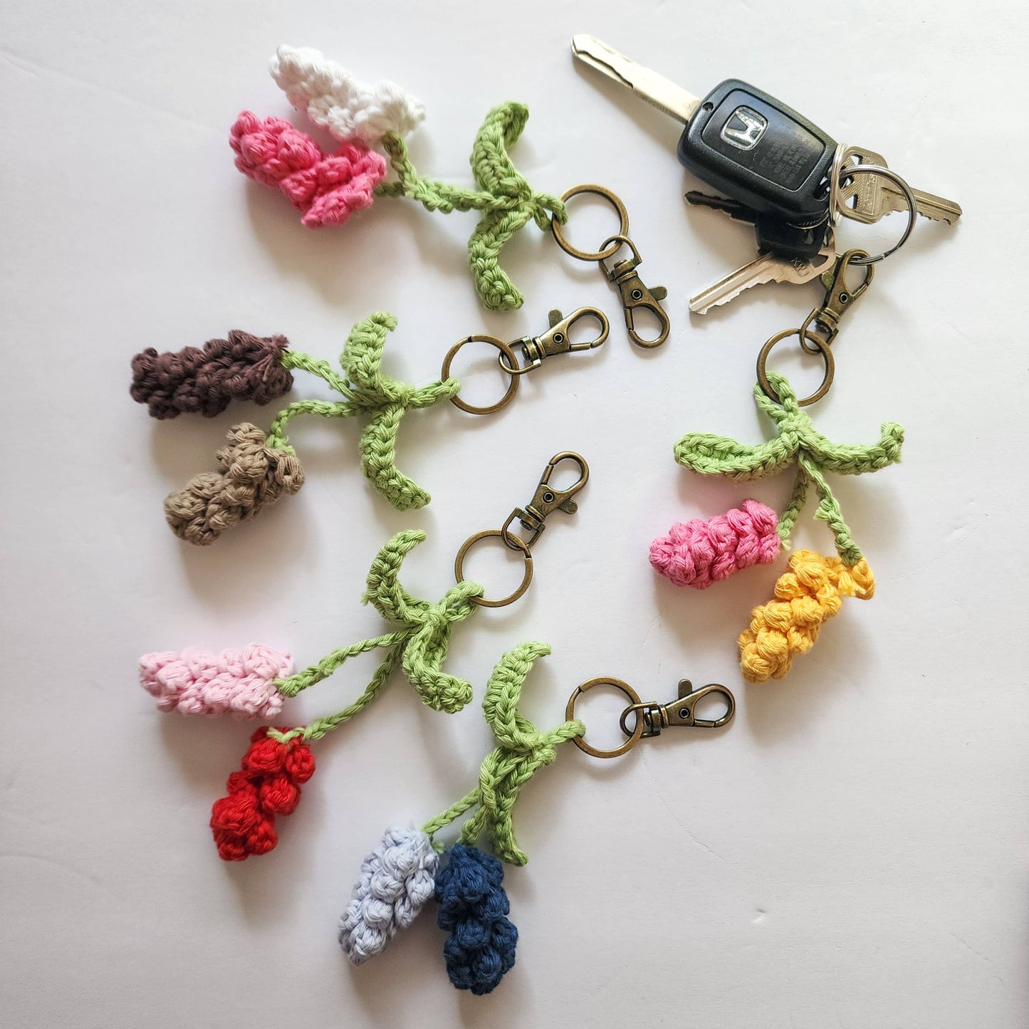 Handmade Lavender Keychain | Crochet Floral Purse Charm WHOLESALE