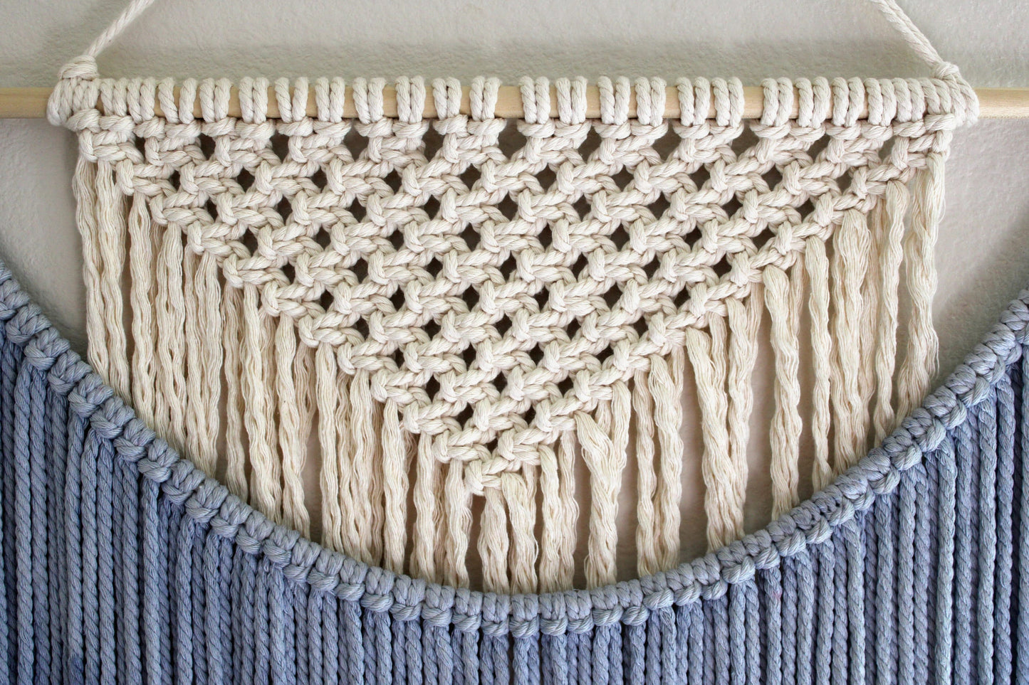 Handmade Macrame wall hanging in Ombre Royal Blue
