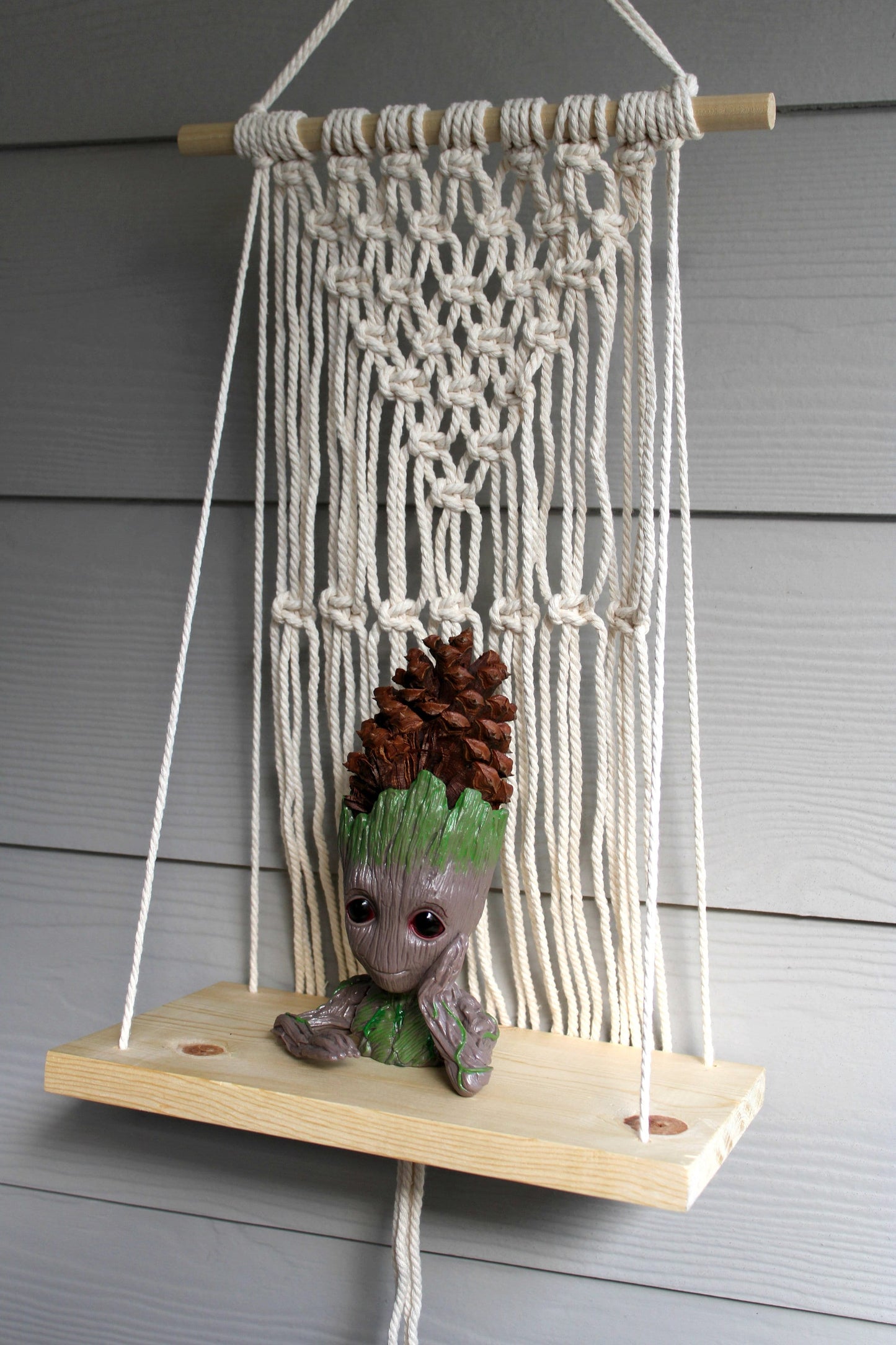 Handmade Boho Macrame wooden Shelf for Plants, Decorative Floating shelf WHOLESALE