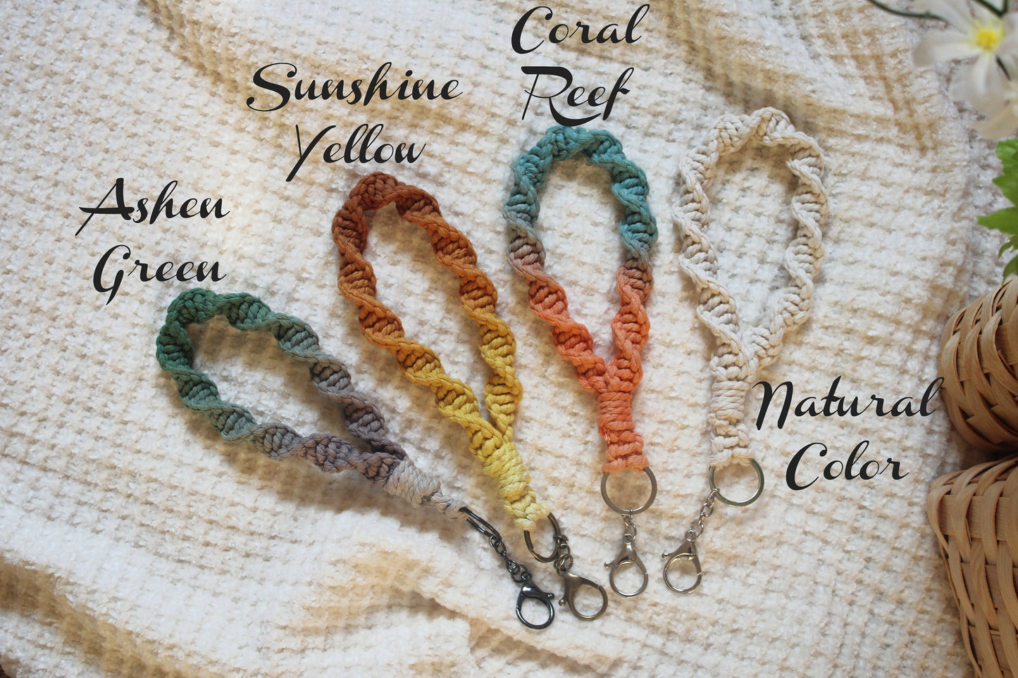 Handmade ombre dip dyed Macrame Wristlet Keychain