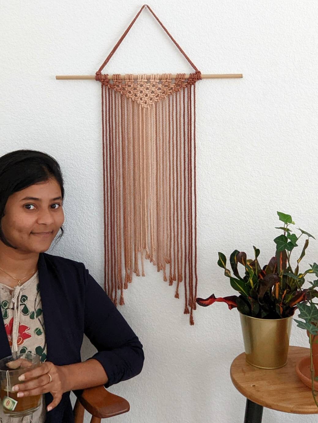 Minimalist wall hanging, Ombre Beige and Brown tapestry