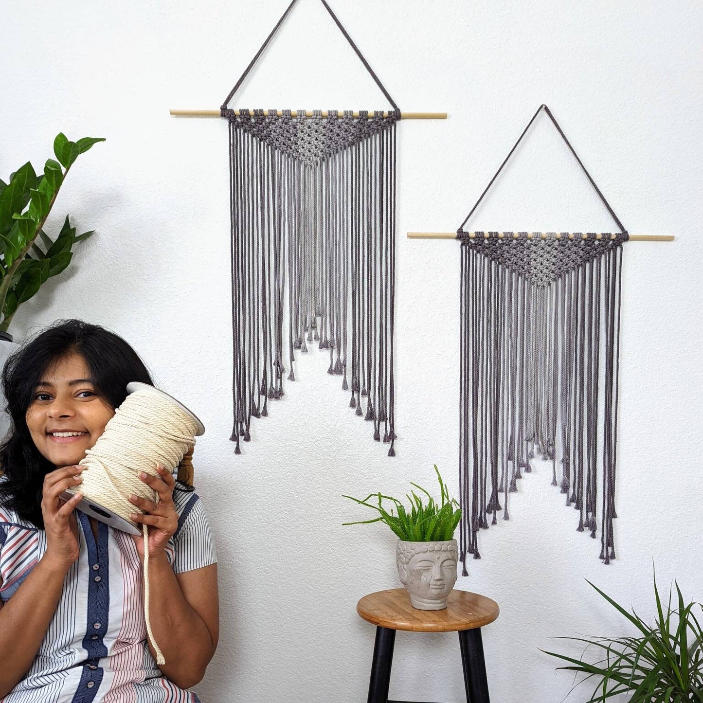 Minimalist wall hanging, Ombre Steel Gray tapestry