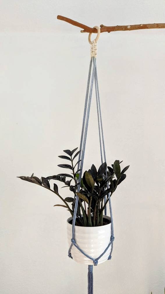 Handmade and Dip-Dyed Macrame Plant Hanger Art - 'Ivy'