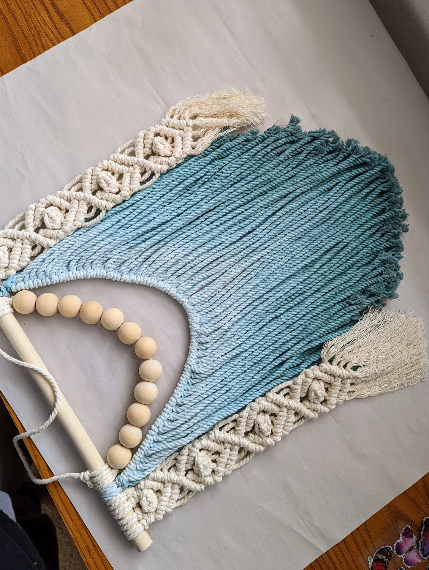 Ombre handmade beaded Macrame wall hanging