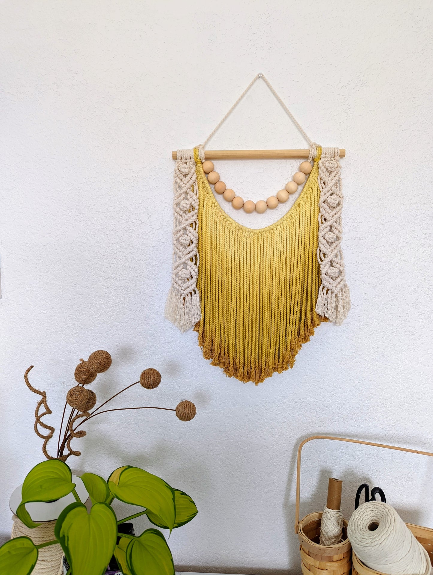 Ombre handmade beaded Macrame wall hanging