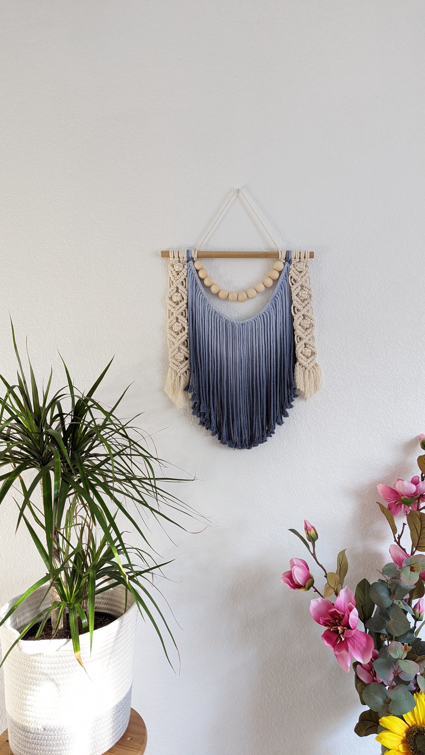 Ombre handmade beaded Macrame wall hanging