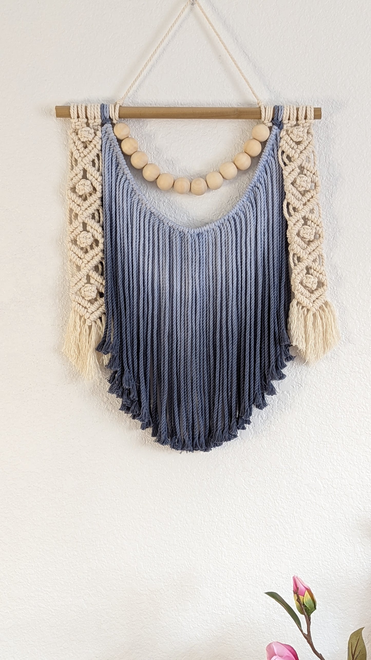 Ombre handmade beaded Macrame wall hanging