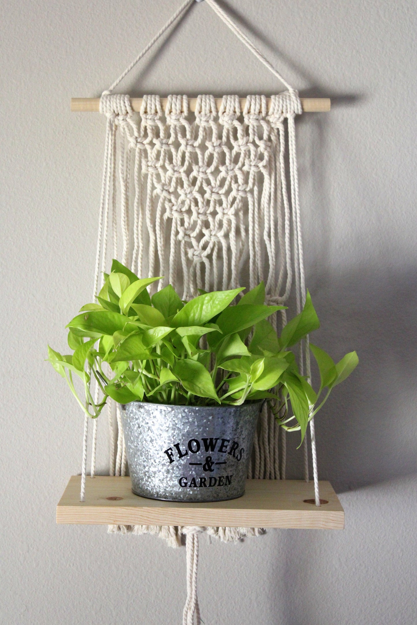 Handmade Boho Macrame wooden Shelf for Plants, Decorative Floating shelf WHOLESALE