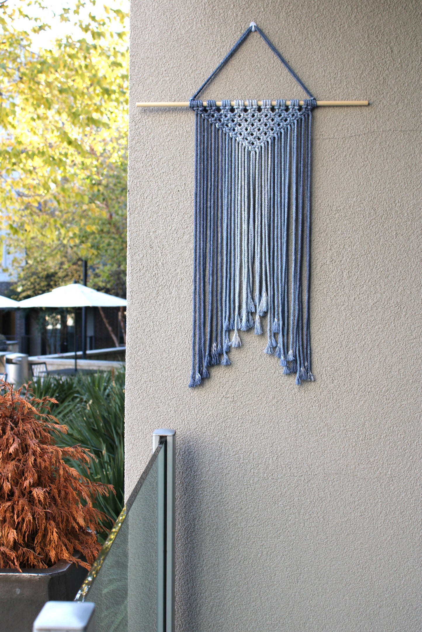 Minimalist wall hanging, Ombre Royal Blue tapestry